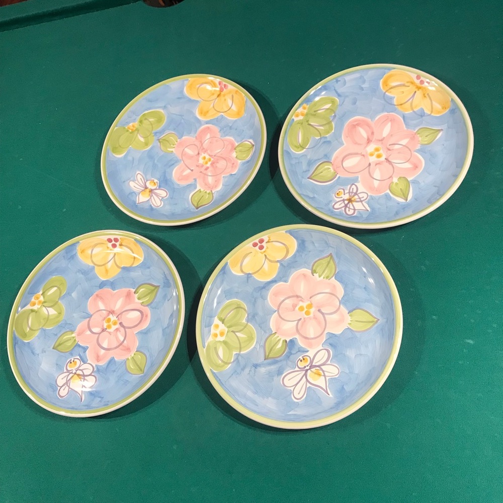 Hand painted dinner plates By “Caleca” are made in Italy, 4pc set - Picture 9 of 9